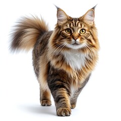 Majestic Maine Coon Cat on White Background