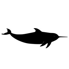 a black silhouette of a whale on a white background black, dolphin, silhouette, whale , Generative art.