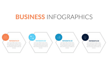 4 steps timeline infographic for your business presentations. Can be used website layout, numbered banners, diagram, horizontal cutout lines, web design.