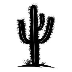 a black and white illustration of a cactus black, cactus, illustration, silhouette , Generative art.