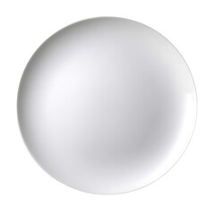 Simple white round plate isolated on transparent background
