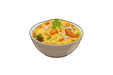 Delicious Vegetable Rice Bowl Graphic Scalable Design for Menus and Food Branding