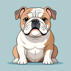 English Bulldog, dog, pet, handmade drawing vector illustration, poster, banner, isolated on background
