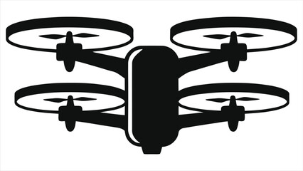 Vector Illustration of a Drone in Vector Silhouette/A clean, simple, and modern vector graphic of a drone in a silhouette style.