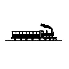 black silhouette of a small train on a white background black, silhouette, small, track, train , Generative art.