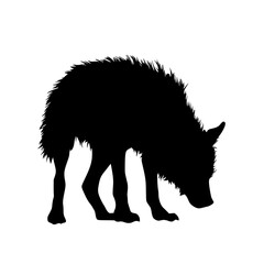 a black silhouette of a wild boar or wolf animal, black, boar, silhouette, stand, wild, wolf , Generative art.