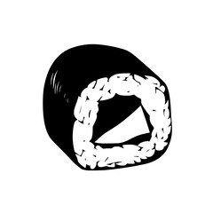 a piece of sushi icon in black style on a white background illustration black, icon, illustration, logo, style, sushi , Generative art.