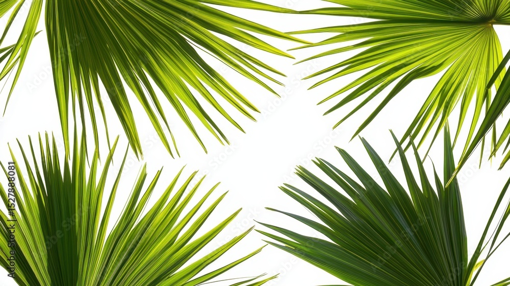 Poster natural pattern created by overlapping fan palms on white