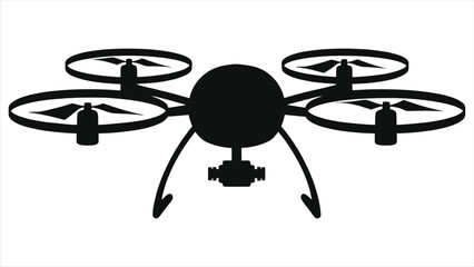 Simple Black Vector Silhouette of a Drone/A clean, vector-based silhouette of a drone against a plain background.