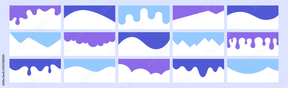 Wall mural blue separator header vector set. section divider shapes for website or web page. modern bottom or t