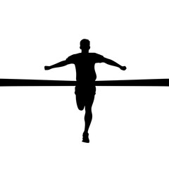 a black silhouette of a runner at the finish line in a race athlete, black, finish line, man, race, run, runner, silhouette , Generative art.