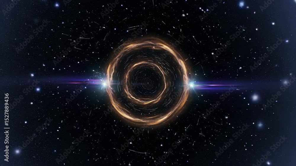 Poster abstract cosmic vortex with glowing elements in a starry space