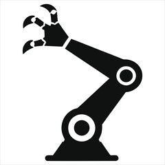 Simple Vector Silhouette Illustration of a Robotic Arm/A clean, minimalist vector graphic of a robotic arm.