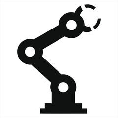 Modern robotic arm vector silhouette/Simple, clean graphic of a robotic arm, perfect for use in technology, engineering, manufacturing, or automation-related projects.