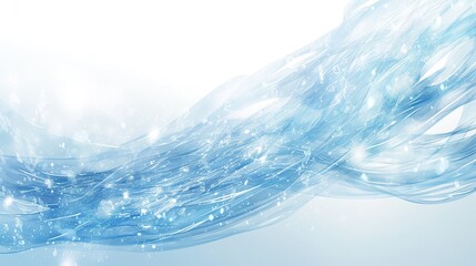 Abstract blue background with swirling water and white sky in watercolor style, vector illustration featuring flat design, bright colors, and detailed center white space.