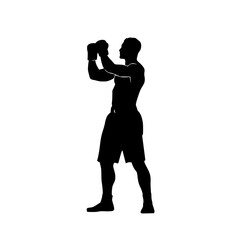 a black silhouette of a boxer on a white background black, boxer, man, silhouette , Generative art.