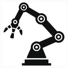 Simple Vector Silhouette of an Industrial Robot Arm/A clean, minimalist illustration of an industrial robot arm.