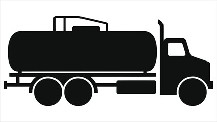 Vector Silhouette of a Tanker Truck/A clean, minimalist silhouette of a tanker truck.