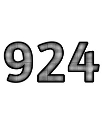 Block and white color numbers 924
