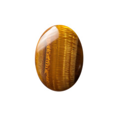 Polished tiger eye cabochon gemstone oval shape isolated on white background