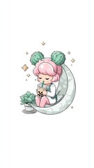Cute character enjoying a cozy moment.