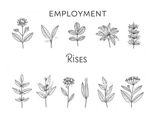 Employment rises with growing plants symbolizing economic growth