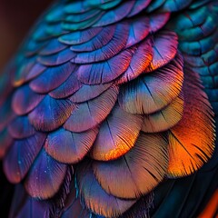 A unique bird displaying beautiful feathers on its back while perched amongst lush greenery