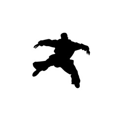 black silhouette of soccer player jumping and kicking the ball ball, black, jump, man, play, silhouette, soccer player , Generative art.