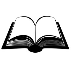 a black and white illustration of a book black, book, illustration, open , Generative art.