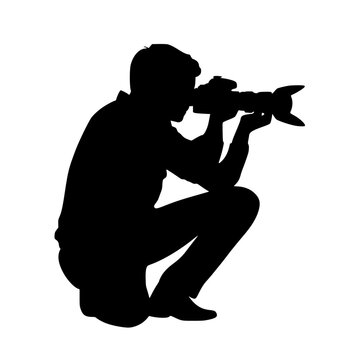 a black silhouette of a man taking a picture with a camera black, camera, man, person, photo, photographer, picture, silhouette , Generative art.