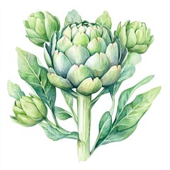 Watercolor illustration of artichoke