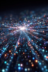 Obraz premium Abstract Digital Data Network Technology Lights Background Future Science Connection Particles Energy Glow