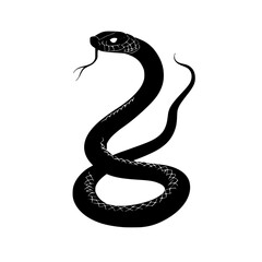 black and white silhouette of a snake with head and tongue black, head, illustration, silhouette, snake, symbol, tattoo, tongue , Generative art.