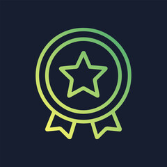 Graded emblem badge with star. Icon symbol illustration