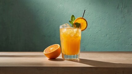 Refreshing Orange and Honey Drink on Minimalist Table - 1
