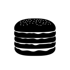 a black silhouette of a hamburger in a simple style black, burger, hamburger, icon, illustration, silhouette, style , Generative art.