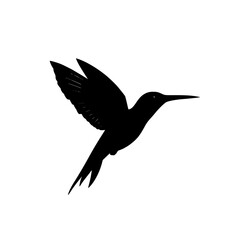 Fototapeta premium a black and white silhouette of a small bird in flight bird, black, flight, fly, hummingbird, icon, silhouette, small, wing , Generative art.