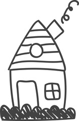 Childlike Drawing of House with Chimney