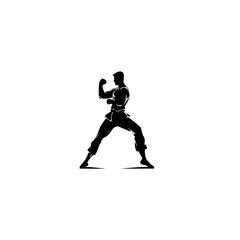 a black silhouette of a boxer on a white background black, boxer, man, silhouette , Generative art.