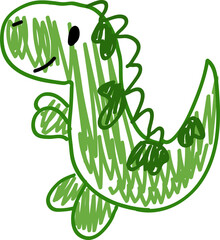 Cartoon Drawing of Green Dinosaur
