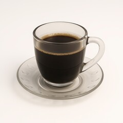 Naklejka premium Cup of Dark Coffee in Glass Mug on White Background