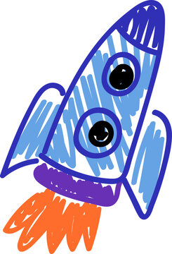 Rocket Ship Childlike Drawing  