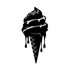 a black and white silhouette of an ice cream cone for a logo or icon black, cone, ice cream, ice cream cone, icon, logo, silhouette , Generative art.