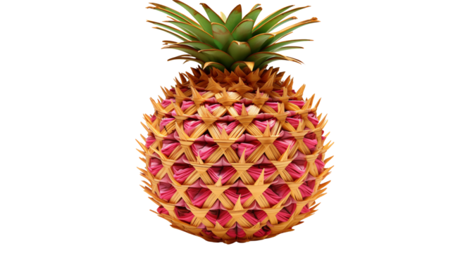 Vibrant Pink and Gold Pineapple Design Tropical Fruit Art isolated on transparent background - Powered by Adobe