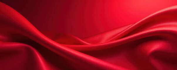 Crimson silk drapes elegantly, shimmering light , depth, close-up, glossy