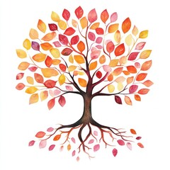 Obraz premium Watercolor autumn tree illustration