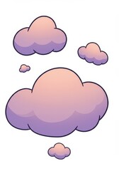 Fluffy Cartoon Clouds - Cute cartoon clouds in purple and pink hues, perfect for children's illustrations or whimsical designs