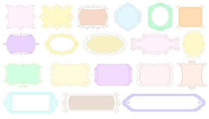 This collection of pastel decorative frames is ideal for invitations, scrapbooking, and digital design projects