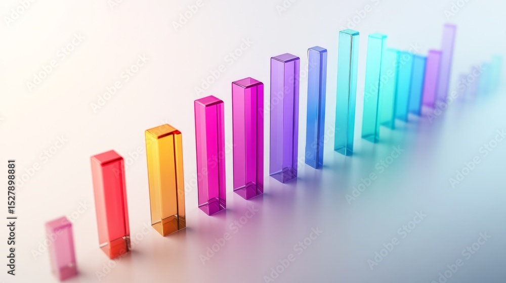 Aufkleber A minimalistic D bar graph composed of translucent bars in various shades, displayed on a clean white surface, emphasizing the clarity and simplicity of data representation.