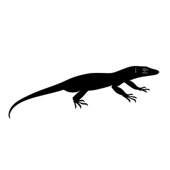 Obraz premium a black silhouette of a lizard on a white background black, lizard, silhouette , Generative art.